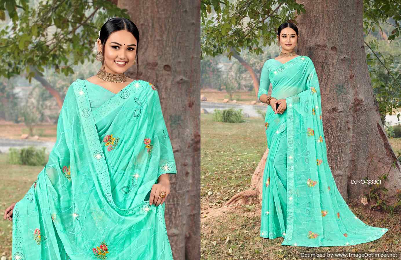 Saroj Advika 4 Fancy Simar Festive Wear Wholesale Chiffon Saree Catalog
